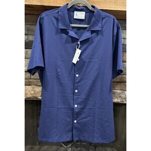 Men’s NASHIE Blue Short Sleeve Button Up Shirt Size L NWT *B4
